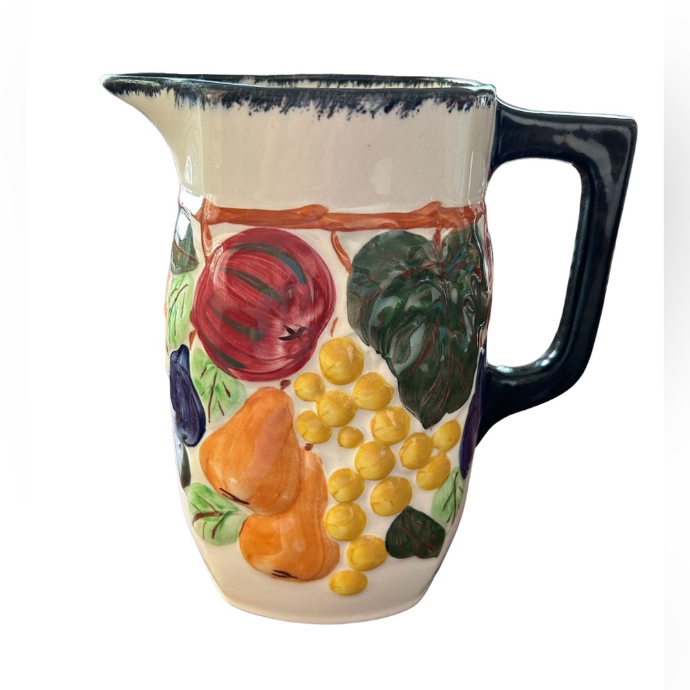 Blue Ridge Southern Pottery Fruit Design Hand Painted Pitcher